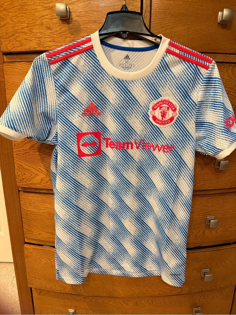 Adidas Medium Men’s Manchester United Blue & White Jersey from 21-22